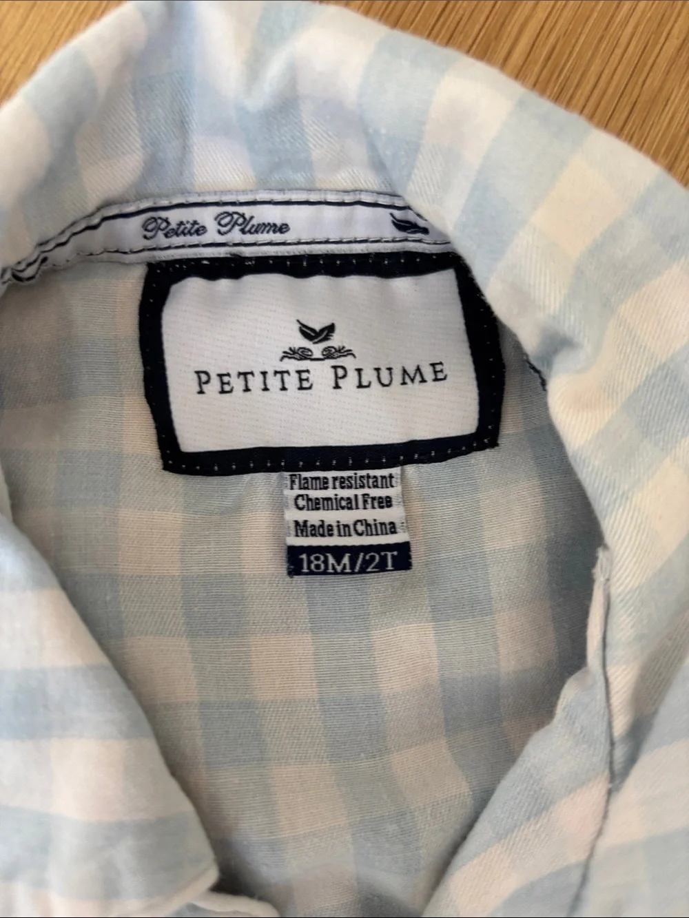 Petite Plume Kid's Twill Pajama Short Set in Light Blue Gingham